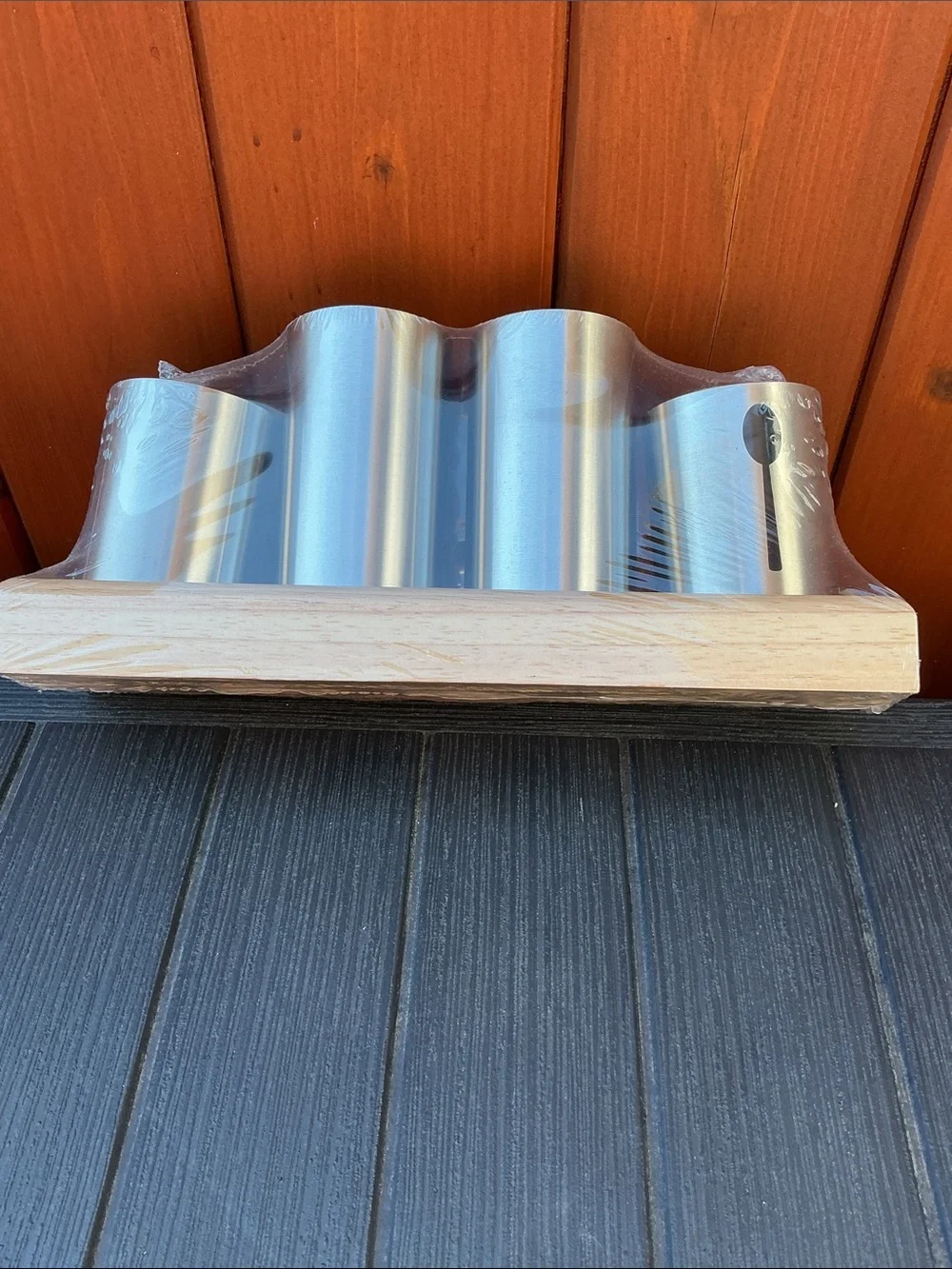 Sorbus  heavy Stainless Steel Kitchen Canister Set on Wood Tray - Silver. New